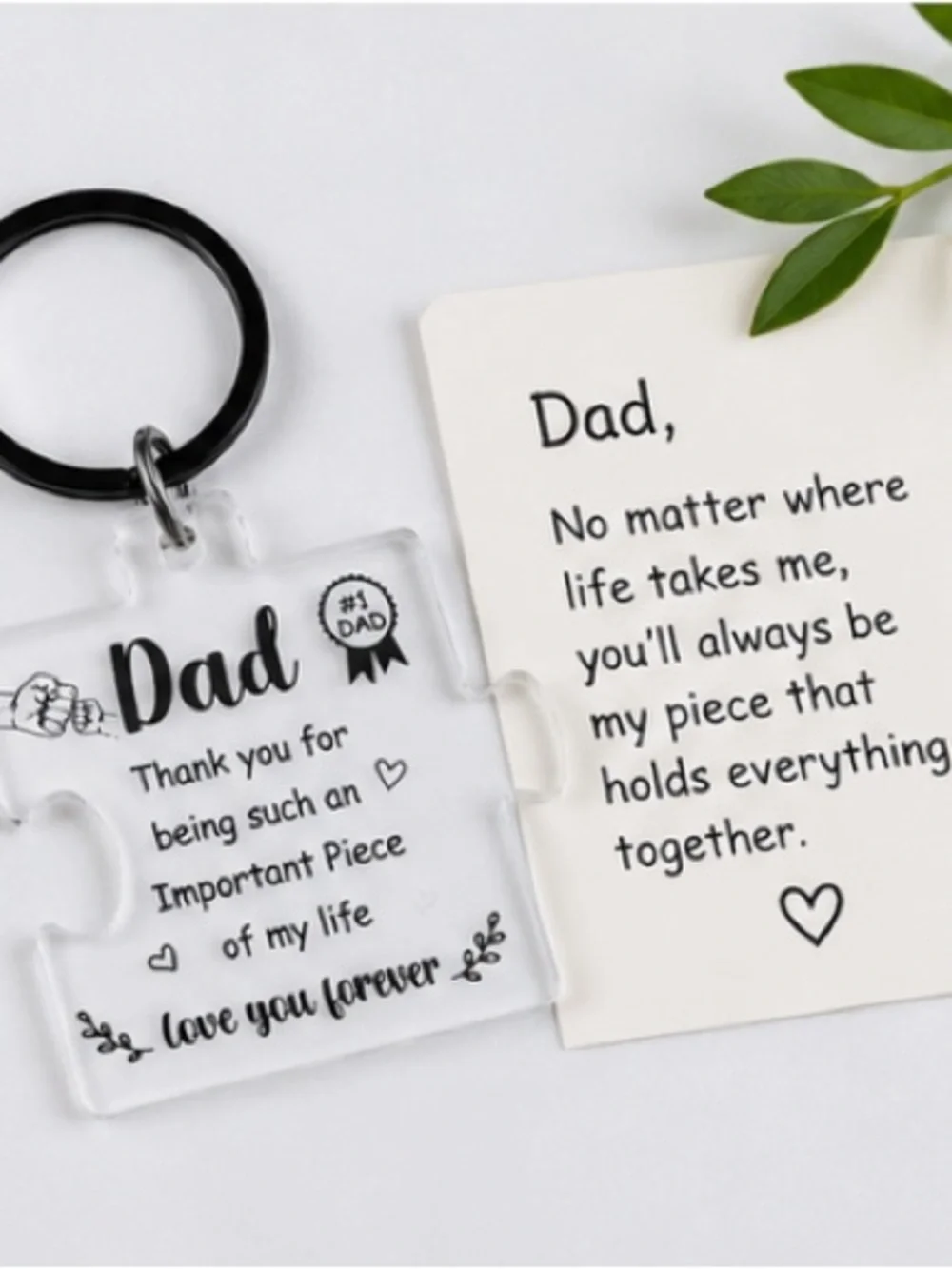Dad Puzzle Piece Keychain Gift | Acrylic Father’s Day Keyring | Gift for Dad